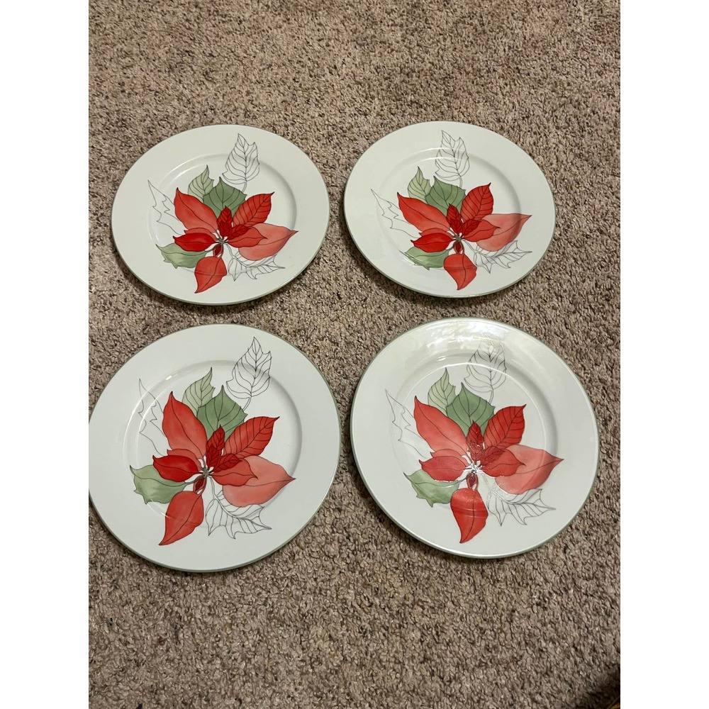 Block Spal Pooinsettia Dessert Plates Set of 4 Original Box